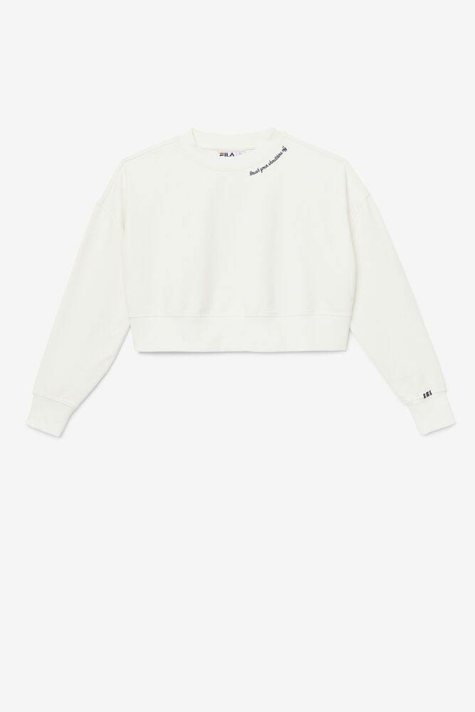 Fila Sweatshirt Womens White - Vitalia Cropped Crew - Philippines 8794601-JW